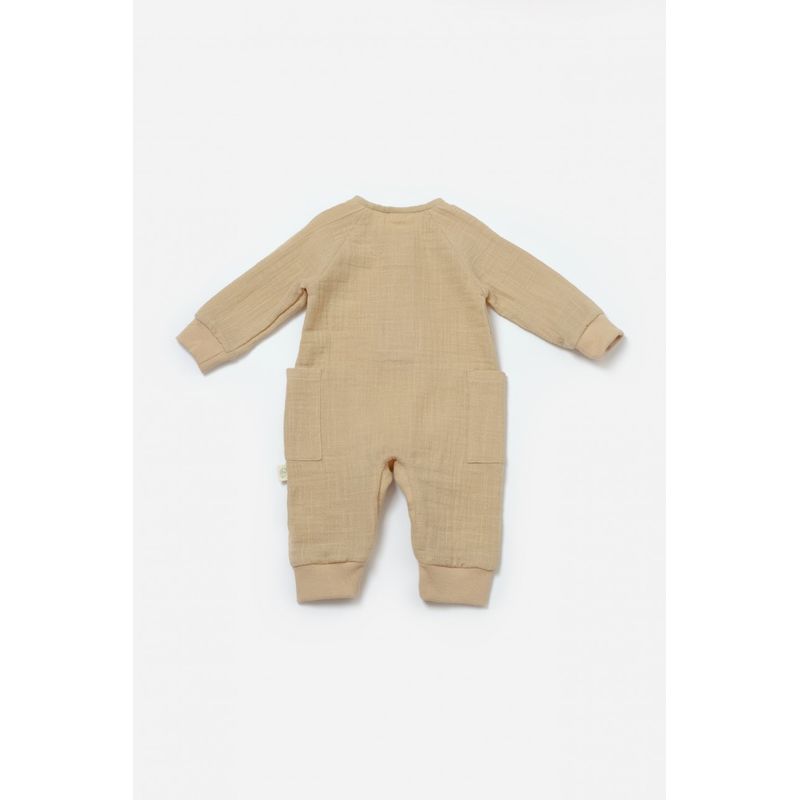 Fashion, accesorii si bijuterii - Copii - Imbracaminte copii - Salopete copii - Salopeta cu nasturei, Winter muselin, 100% bumbac - Apricot, BabyCosy (Marime: 18-24 Luni) - Infinity.ro