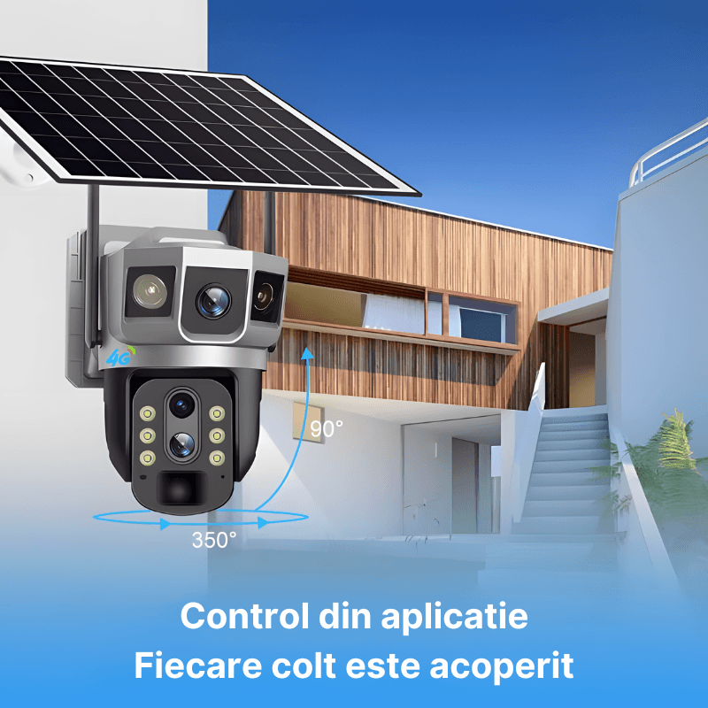 Casa si Gradina - Electrice - Smart Home - Camere de supraveghere - Camera de supraveghere cu panou solar MaGeCa, 4G, Cartela SIM, 4MP Full HD, Zoom 10X, 3 zone supravegheate simultan, Gri - Infinity.ro