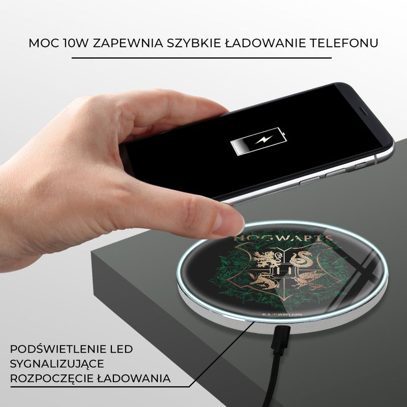 Laptop, Telefoane si Tablete - Telefoane mobile si accesorii - Accesorii Telefoane - Incarcatoare telefoane - Incarcator wireless Fast Charge Harry Potter Hogwarts Negru - Infinity.ro