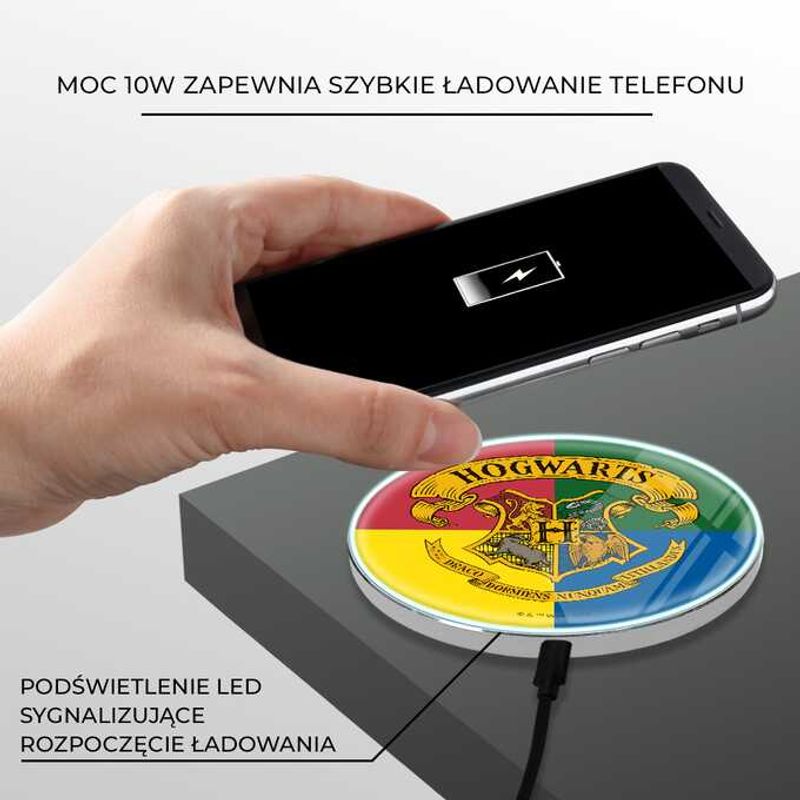 Laptop, Telefoane si Tablete - Telefoane mobile si accesorii - Accesorii Telefoane - Incarcatoare telefoane - Incarcator wireless Fast Charge Harry Potter Hogwarts Multicolor - Infinity.ro