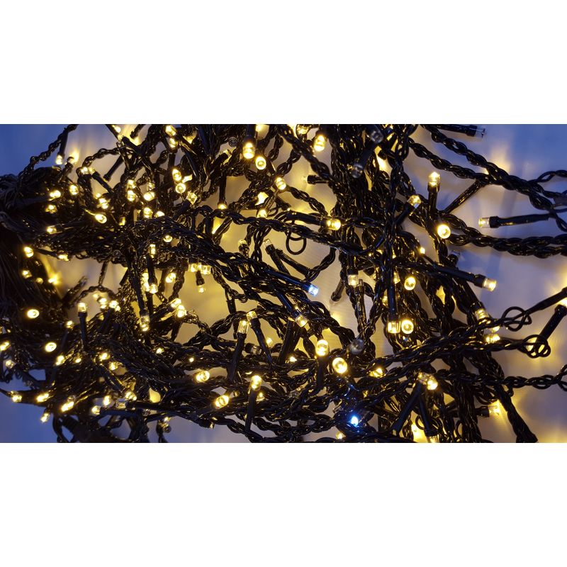 Casa si Gradina - Decoratiuni - Decoratiuni de sezon - Instalatie de Craciun de exterior tip Perdea, 8 m x 1 m, 360 LED-uri, fir negru, cu FLASH, Alb Cald - Infinity.ro