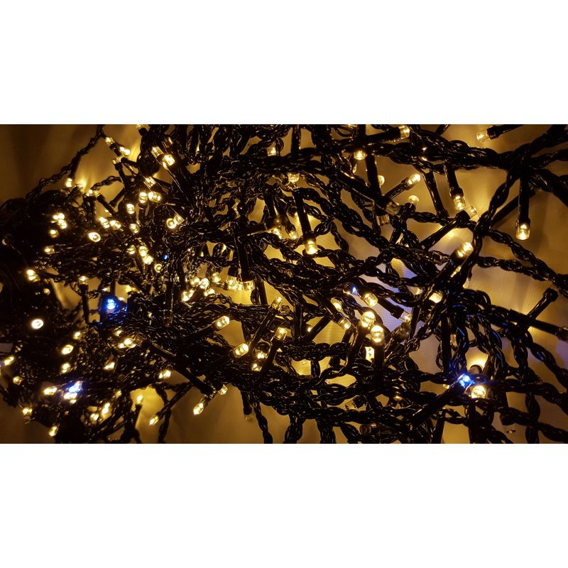 Casa si Gradina - Decoratiuni - Decoratiuni de sezon - Instalatie de Craciun de exterior tip Perdea, 8 m x 1 m, 360 LED-uri, fir negru, cu FLASH, Alb Cald - Infinity.ro