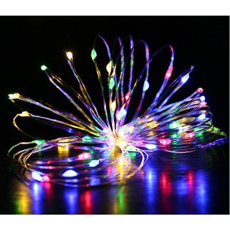 Casa si Gradina - Decoratiuni - Decoratiuni de sezon - Instalatie de Craciun tip Liniara cu baterii, 2 m, 20 leduri, jocuri de lumini, Fir Cupru, Multicolor - Infinity.ro