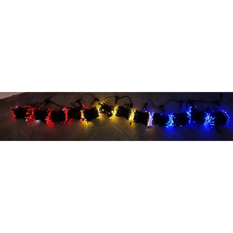 Casa si Gradina - Decoratiuni - Decoratiuni de sezon - Instalatie de craciun TRICOLORA 3 m x 6 m Flash, ROSU / GALBEN / ALBASTRU, perdea tricolor rezistenta la apa / exterior - Infinity.ro