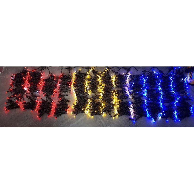 Casa si Gradina - Decoratiuni - Decoratiuni de sezon - Instalatie de craciun TRICOLORA 3 m x 6 m Flash, ROSU / GALBEN / ALBASTRU, perdea tricolor rezistenta la apa / exterior - Infinity.ro