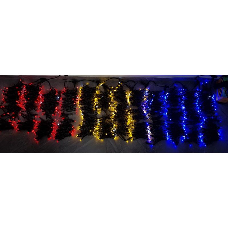 Casa si Gradina - Decoratiuni - Decoratiuni de sezon - Instalatie de craciun TRICOLORA 3 m x 6 m Flash, ROSU / GALBEN / ALBASTRU, perdea tricolor rezistenta la apa / exterior - Infinity.ro
