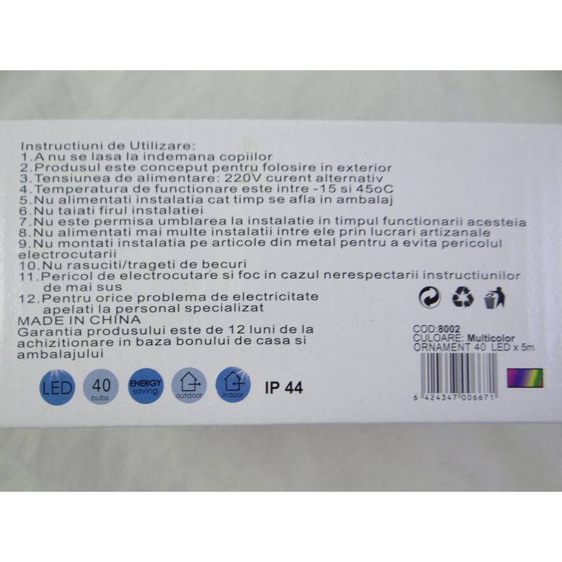 Casa si Gradina - Decoratiuni - Decoratiuni de sezon - Instalatie de Craciun, liniara, Multicolora, 40 leduri SMD, 5 m - Infinity.ro
