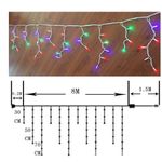 Casa si Gradina - Decoratiuni - Decoratiuni de sezon - Instalatie de Craciun tip Perdea Franjurata, 8 m x 0.7 m, Rosie, 252 Led-uri, fire albe, interconectabila - Infinity.ro