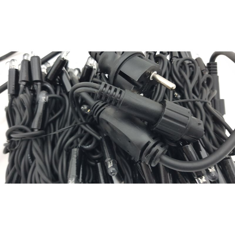 Casa si Gradina - Decoratiuni - Decoratiuni de sezon - Instalatie de Craciun tip liniara cu FLASH, 20 m, 200 leduri, Alb Rece, fir Negru / ghirlanda luminoasa interconectabila - Infinity.ro