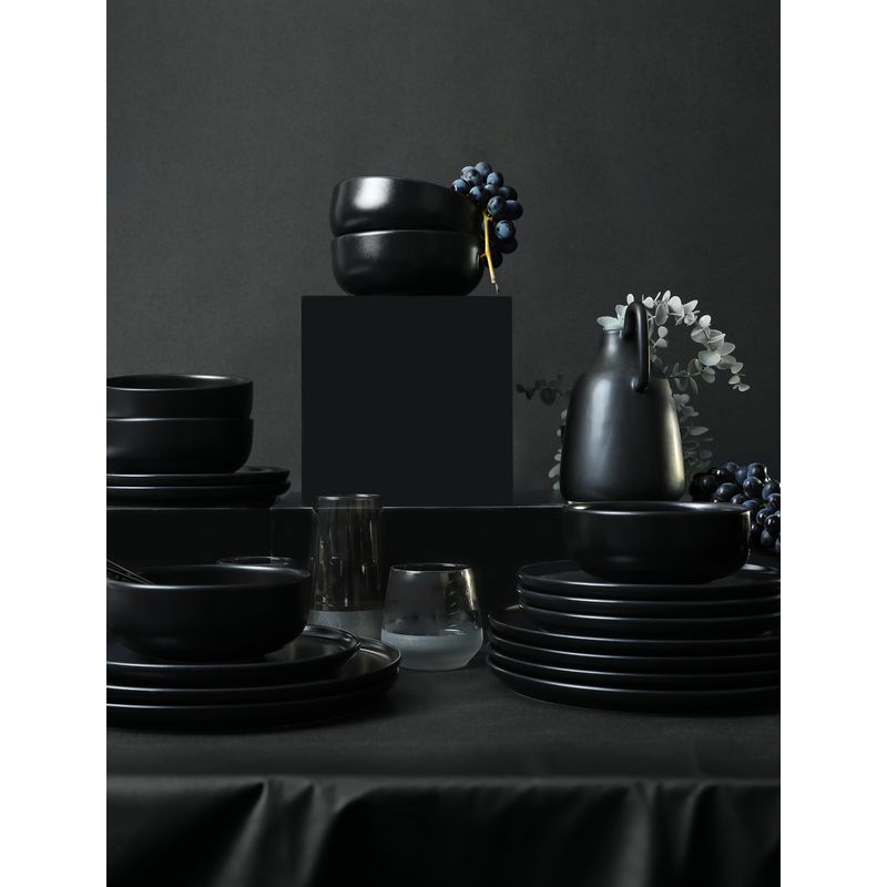 Casa si Gradina - Bucatarie si vesela - Vesela si tacamuri - Servicii de masa - Set de cina din ceramica, 18 bucati, Hermia, negru - Infinity.ro