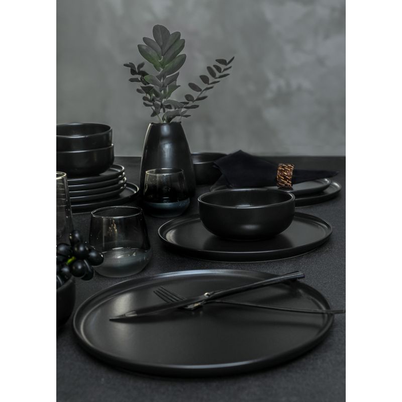 Casa si Gradina - Bucatarie si vesela - Vesela si tacamuri - Servicii de masa - Set de cina din ceramica, 18 bucati, Hermia, negru - Infinity.ro