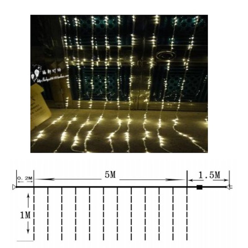 Casa si Gradina - Decoratiuni - Decoratiuni de sezon - Instalatie de Craciun, 5 m x 1 m, Perdea ploaie, Alb Rece, 400 leduri, SDX 5817W, perdea luminoasa de exterior - Infinity.ro