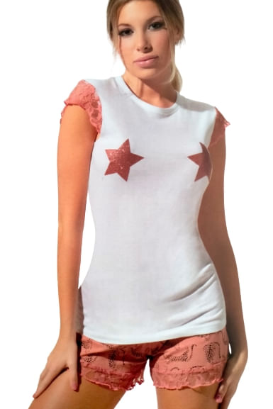 Pijamale scurte dama, Love and Bra - alb/roz,Marime  S Alb/Roz S INTL Uni