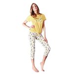 Fashion, accesorii si bijuterii - Femei - Lenjerie si pijamale femei - Pijamale femei - Pijama din bumbac Nottingham PG33497 XL INTL Galben - Infinity.ro