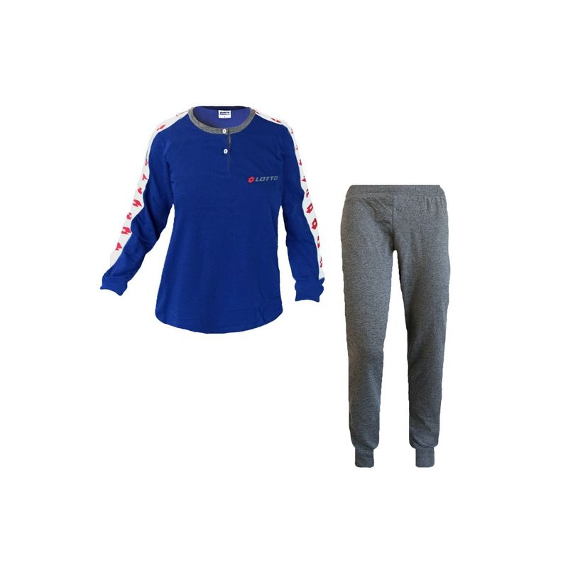 Fashion, accesorii si bijuterii - Femei - Lenjerie si pijamale femei - Pijamale femei - Pijama din bumbac Lotto LP3026 XL INTL Albastru/Gri - Infinity.ro