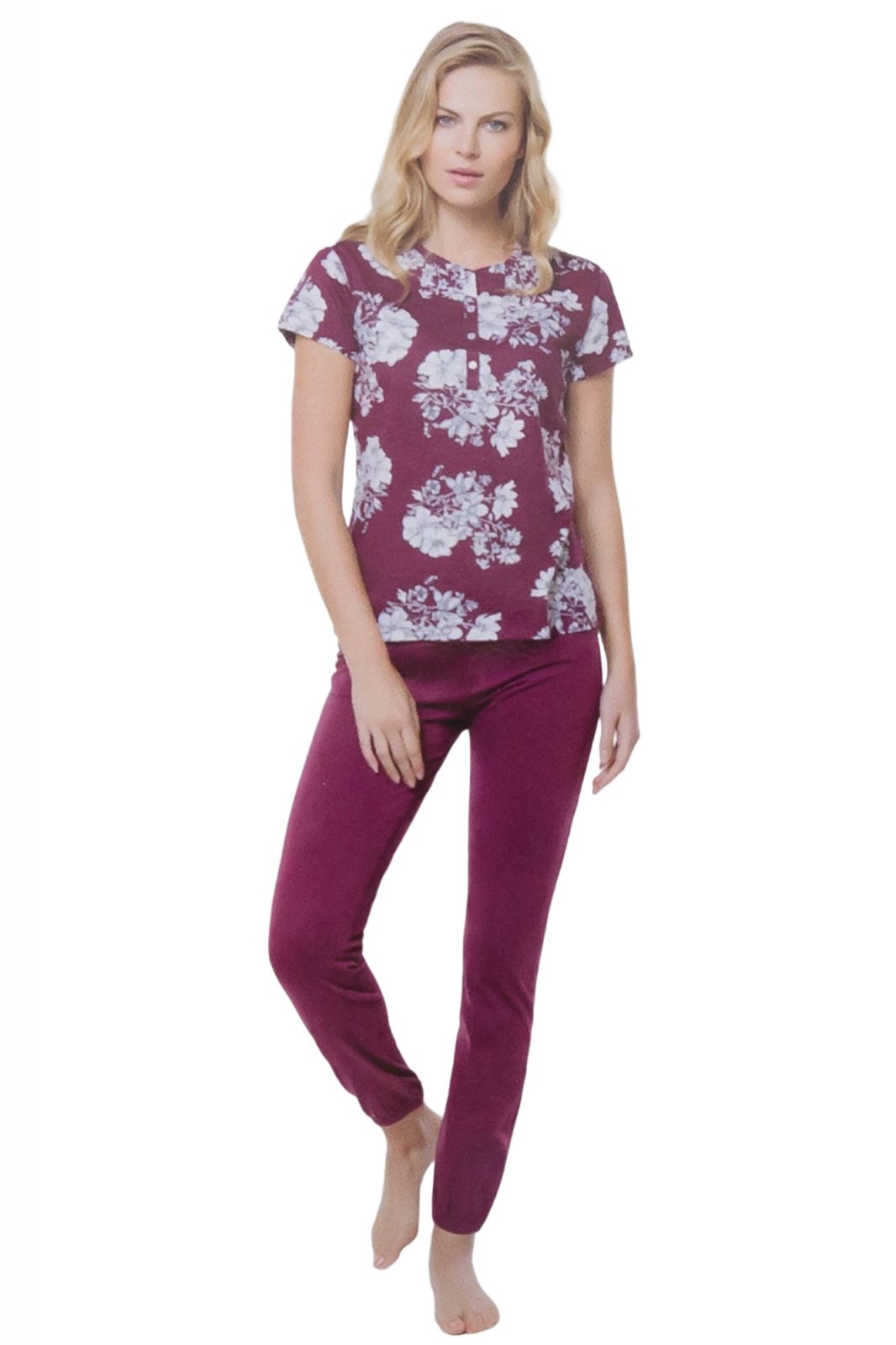 Pijamale dama maneci lungi, Enrico Coveri EP4056, Bordeaux