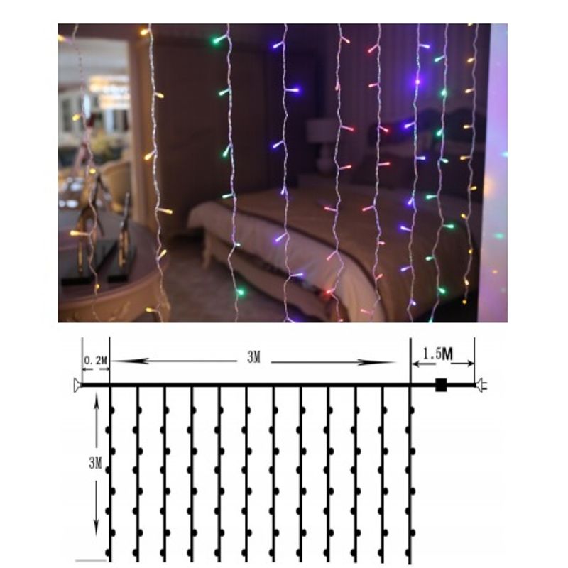 Casa si Gradina - Decoratiuni - Decoratiuni de sezon - Instalatie de Craciun 3 m x 3 m, Perdea Rosie, 300 leduri, perdea luminoasa / girlande / luminite 6012R - Infinity.ro