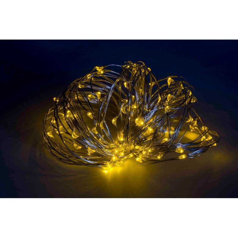 Casa si Gradina - Decoratiuni - Decoratiuni de sezon - Instalatie de Craciun liniara cu USB, 10 m, cu 100 LED-uri, Alb Cald, fir subtire, rezistent la apa - Infinity.ro