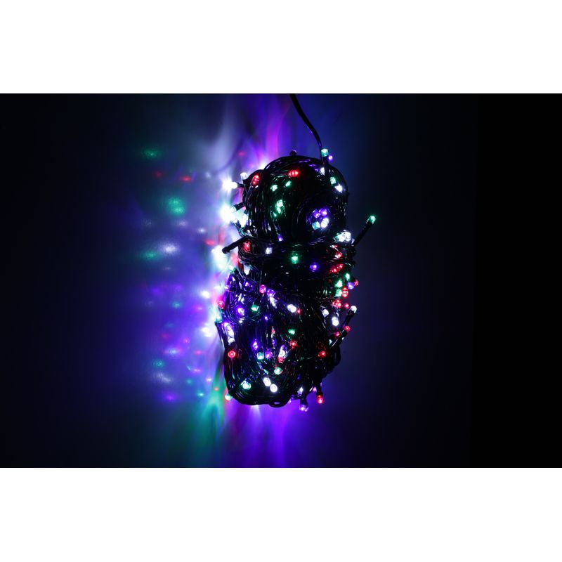 Casa si Gradina - Decoratiuni - Decoratiuni de sezon - Instalatie de Craciun tip Liniara cu fir negru, 20 m, 300 LED-uri, Multicolor, ghirlanda brad - Infinity.ro