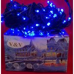 Casa si Gradina - Decoratiuni - Decoratiuni de sezon - Instalatie de Craciun tip Liniara cu fir negru, 15 m, 200 LED-uri, Albastru, ghirlanda brad - Infinity.ro