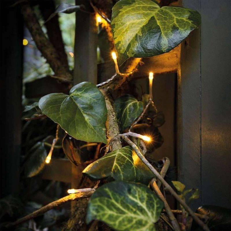 Casa si Gradina - Decoratiuni - Decoratiuni de sezon - Instalatie de Craciun tip Liniara cu baterii, 2 m, 20 leduri, jocuri de lumini, Fir Transparent, Alb Cald - Infinity.ro