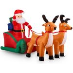 Casa si Gradina - Decoratiuni - Decoratiuni de sezon - Decoratiune gonflabila tip Mos Craciun pe sanie cu 2 Reni cu lumini, 240 cm SDX 9203R - Infinity.ro