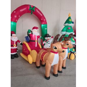 Decoratiune gonflabila tip Mos Craciun pe sanie cu 2 Reni cu lumini, 240 cm SDX 9203R