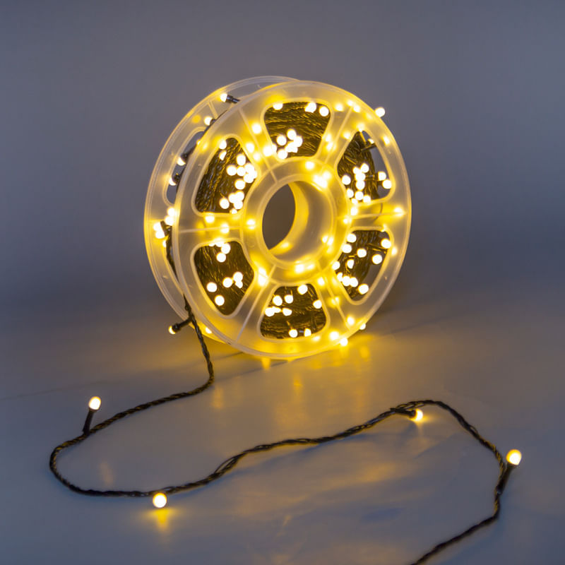 Casa si Gradina - Decoratiuni - Decoratiuni de sezon - Instalatie de Craciun tip Liniara cu FLASH, 50 m, 300 LED-uri, Alb Cald, fir Negru - Infinity.ro