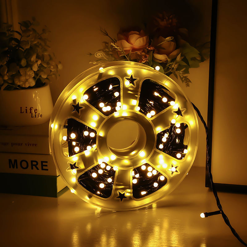 Casa si Gradina - Decoratiuni - Decoratiuni de sezon - Instalatie de Craciun tip Liniara cu FLASH, 50 m, 300 LED-uri, Alb Cald, fir Negru - Infinity.ro