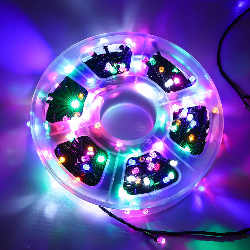 Casa si Gradina - Decoratiuni - Decoratiuni de sezon - Instalatie de Craciun tip Liniara, 30 m, 300 LED-uri, Multicolor, fir Negru, LED-uri hexagonale V8 - Infinity.ro