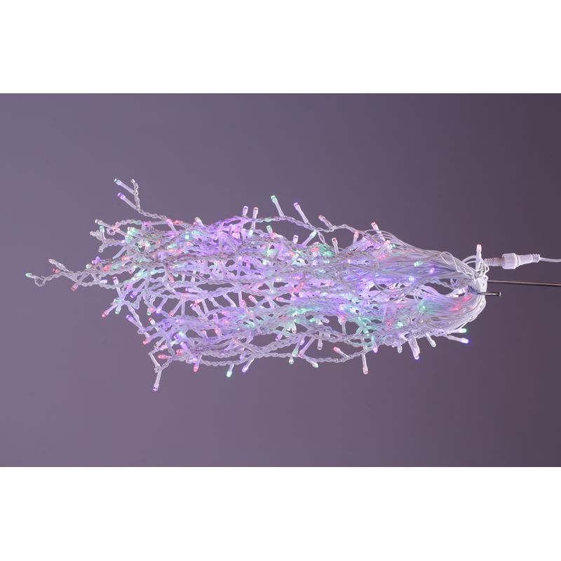 Casa si Gradina - Decoratiuni - Decoratiuni de sezon - Instalatie de Craciun tip Perdea Franjurata, 12 m x 0.7 m, Multicolor, 300 LED-uri, interconectabila, fire albe - Infinity.ro