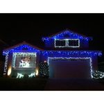 Casa si Gradina - Decoratiuni - Decoratiuni de sezon - Instalatie de Craciun tip Perdea Franjurata, 12 m x 0.7 m, Albastru, 300 LED-uri, interconectabila, fire albe - Infinity.ro