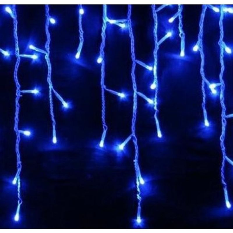 Casa si Gradina - Decoratiuni - Decoratiuni de sezon - Instalatie de Craciun tip Perdea Franjurata, 12 m x 0.7 m, Albastru, 300 LED-uri, interconectabila, fire albe - Infinity.ro