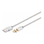 Laptop, Telefoane si Tablete - Telefoane mobile si accesorii - Accesorii Telefoane - Cabluri si adaptoare telefoane - Cablu USB 2.0 cu mufa magnetica micro USB 1.2m argintiu Goobay - Infinity.ro