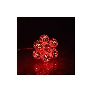 Ghirlanda electrica luminoasa decorativa cu felinar 20 LEDuri rosii cablu transparent WELL