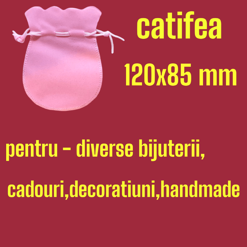 Market - Cadouri - Pungi cadou si accesorii - Set 2 saculeti catifea, cu snur, pentru diverse bijuterii, roz, rosu, 120x85 mm - Infinity.ro