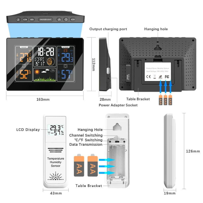 TV, Audio-Video si Foto - Optica, astronomie si metrologie - Meteorologie - Statii meteorologice - Statie Meteo Wireless, Senzor Exterior, Calendar, Prognoza meteo, Ceas cu Alarma, Afisaj Color, Barometru Digital - Infinity.ro