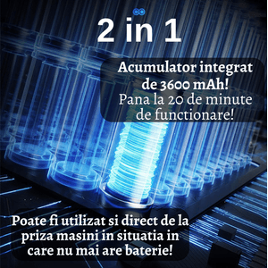 Compresor auto digital cu acumulator MOGODA, 10,3 BAR/ 150 PSI, 50L/min, Lampa LED, 2 acumulatori 1800 mAh 20 min, Negru