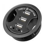 PC, gaming si accesorii - Retelistica - Hub-uri - Hub USB 2.0 cu 3 porturi +audio montabil in birou negru Goobay - Infinity.ro