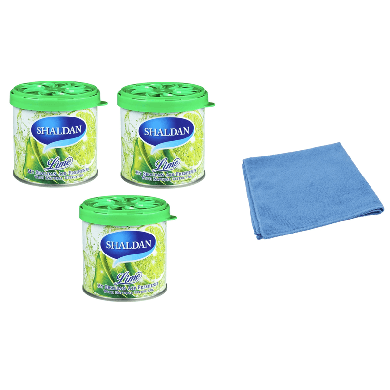Auto si Moto - Intretinere auto - Odorizante auto - My Shaldan Lime - 3 Pack  si Laveta Microfibra 30x40cm - Infinity.ro