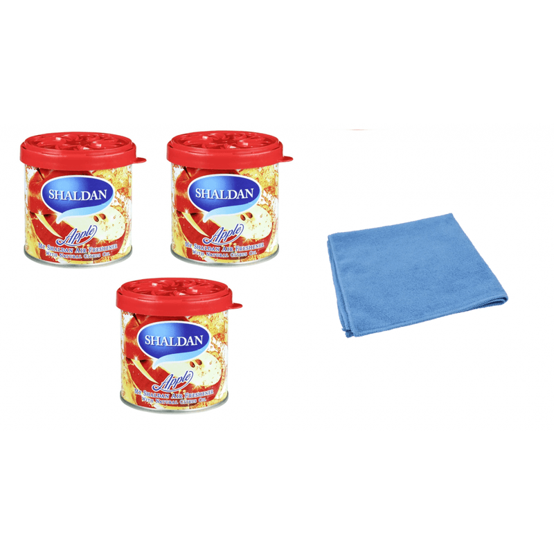 Auto si Moto - Intretinere auto - Odorizante auto - My Shaldan Apple - 3 Pack  si Laveta Microfibra 30x40cm - Infinity.ro