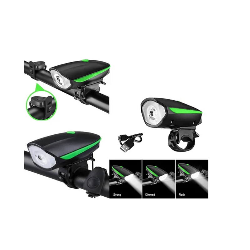 Sport si Outdoor - Ciclism - Accesorii pentru biciclete - Lumini biciclete - Far LED cu sonerie bicicleta, 100 lm, fixare ghidon, 3 moduri iluminare, rezistenta apa - Infinity.ro