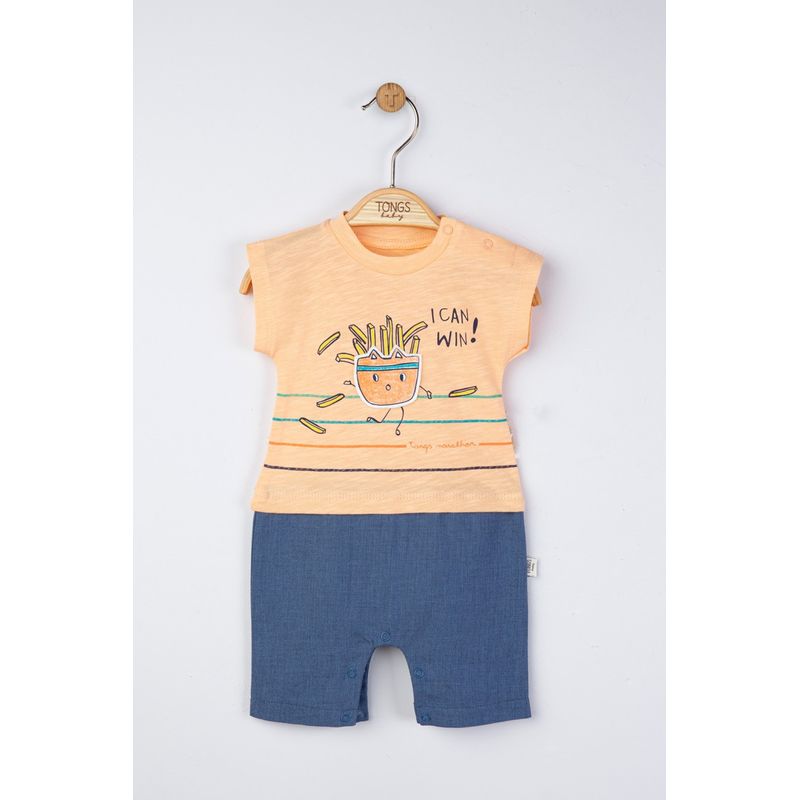 Fashion, accesorii si bijuterii - Copii - Imbracaminte copii - Salopete copii - Salopeta de vara pentru bebelusi Marathon, Tongs baby (Marime: 0-3 Luni, Culoare: Somon) - Infinity.ro