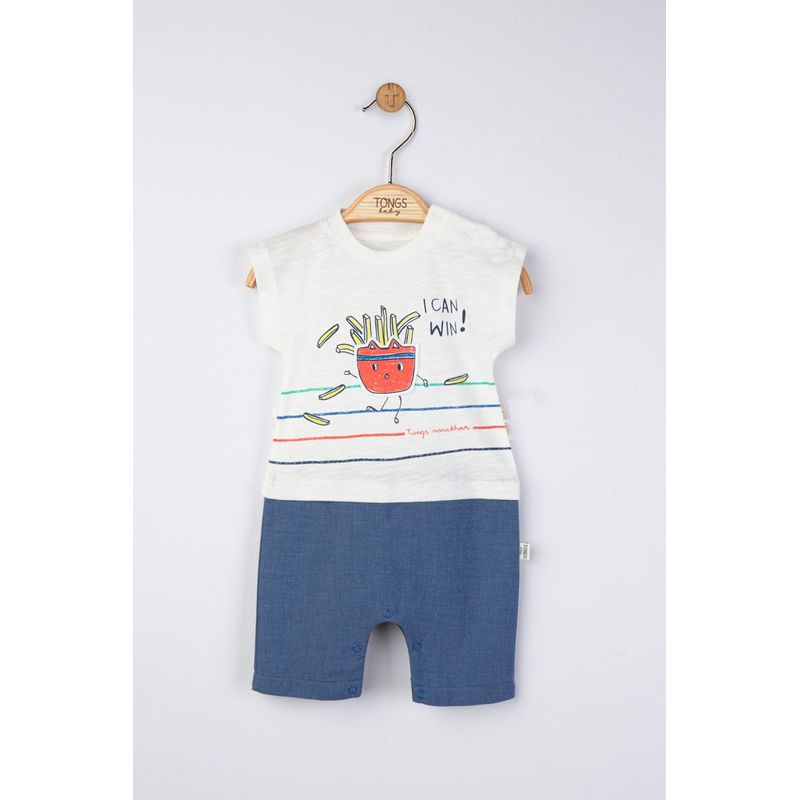 Fashion, accesorii si bijuterii - Copii - Imbracaminte copii - Salopete copii - Salopeta de vara pentru bebelusi Marathon, Tongs baby (Marime: 0-3 Luni, Culoare: Somon) - Infinity.ro