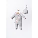Fashion, accesorii si bijuterii - Copii - Imbracaminte copii - Salopete copii - Salopeta cu caciulita pentru bebelusi Pisicute, Tongs baby, Mov, marime: 6-9 luni - Infinity.ro