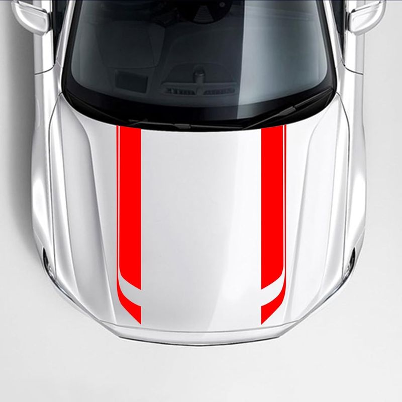 Auto si Moto - Intretinere auto - Stickere auto - Set 2 stickere autoadezive Tuning, model "Hood Stripes V1", dimensiune 85 x 12 cm, culoare Rosie - Infinity.ro