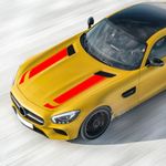 Auto si Moto - Intretinere auto - Stickere auto - Set 2 stickere autoadezive Tuning, model "Hood Stripes V1", dimensiune 85 x 12 cm, culoare Rosie - Infinity.ro