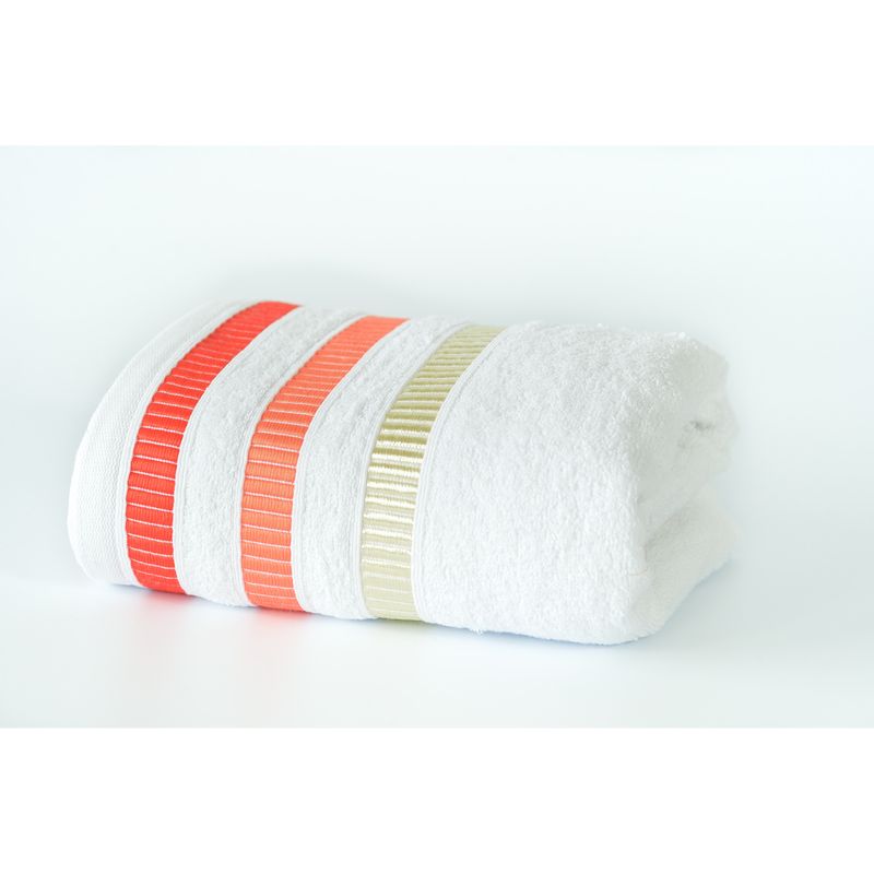 Casa si Gradina - Textile si covoare - Textile baie - Prosoape - Prosop Kotonia Home - Pastel Ingie, 100% Bumbac, 50x90 cm, alb cu decor orange - Infinity.ro