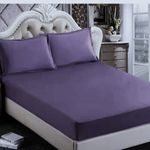 Casa si Gradina - Textile si covoare - Lenjerii de pat - Protectie saltea - Husa pat cu elastic Kotonia Home - Tricot, 100% bumbac, mov, 100×200+20 cm - Infinity.ro