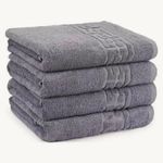 Casa si Gradina - Textile si covoare - Textile baie - Prosoape - Prosop baie Greek Border Jacquard - 100% Bumbac, 50x90 cm, 500g/mp, gri antracit - Infinity.ro